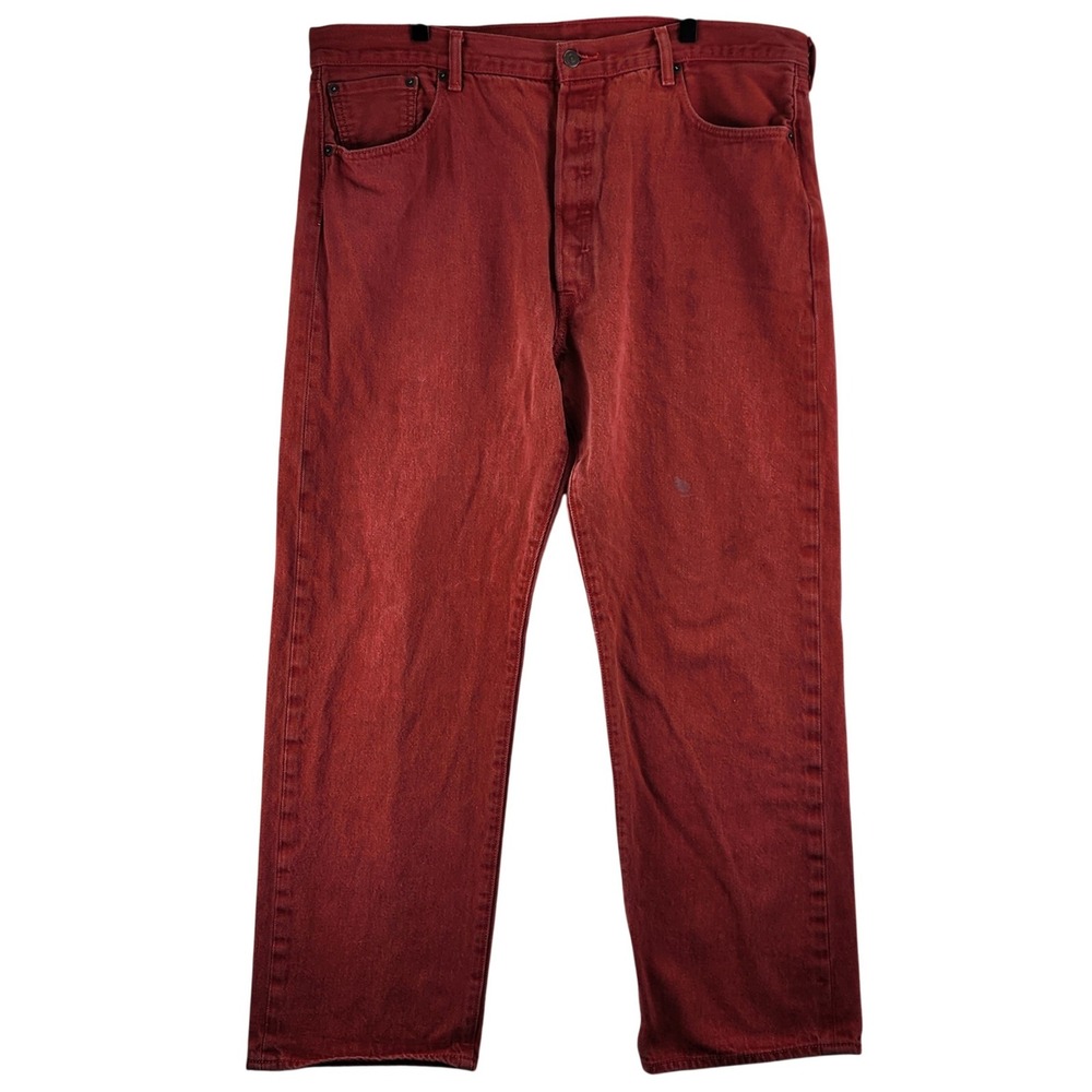 Levi's 501 Original Fit Jeans‎ Mens 42x32 Red Straight Leg Button Fly Denim